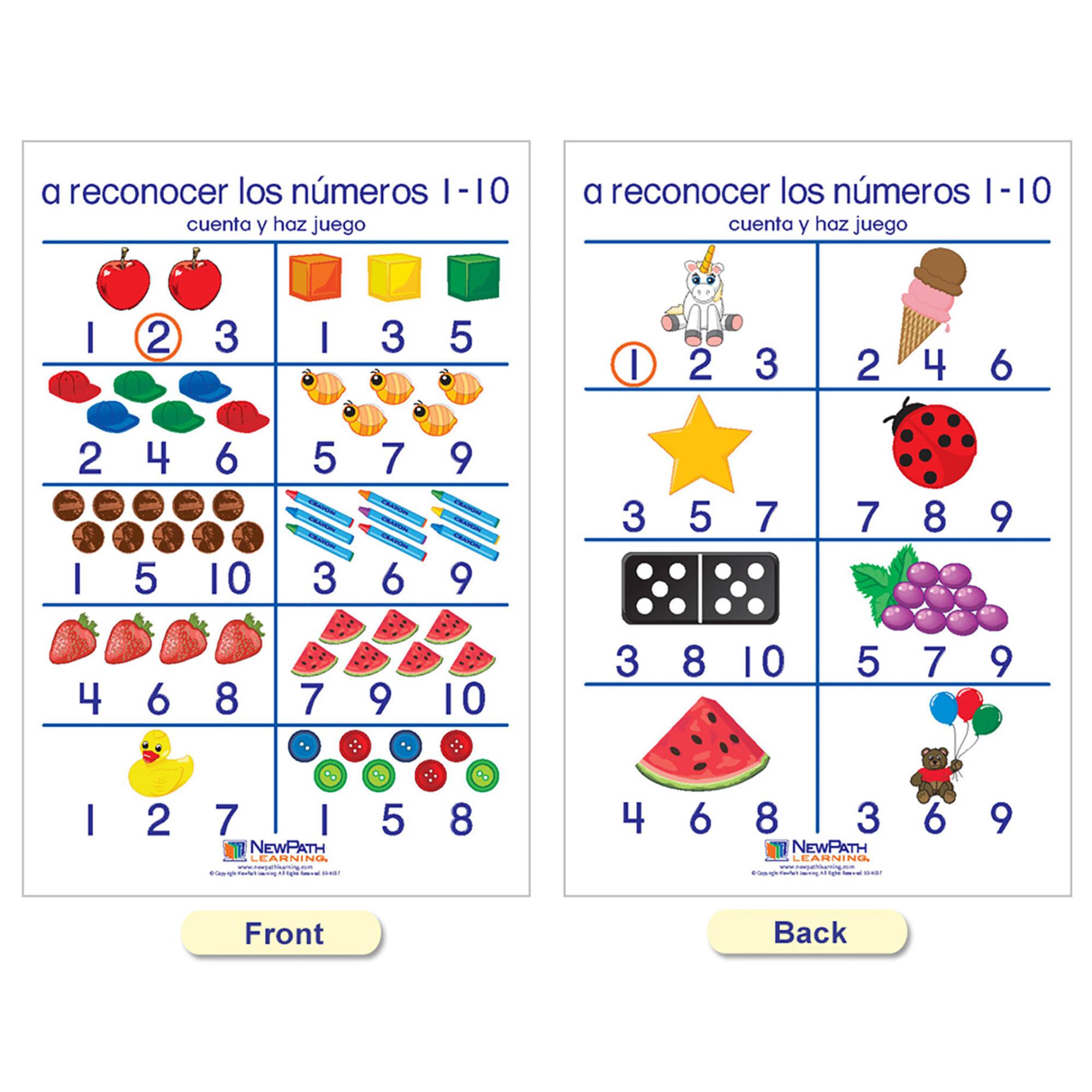 NewPath Learning® 12" x 18" Number Sense Bulletin Board Charts Set, Spanish Edition